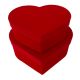 Red Suede Heart Hat Box Set of Two 