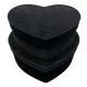 Black Suede Heart Hat Box Set of Two 