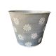 Washed Zinc Pot with Multi Col'd Daisy's 22.5cm 