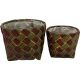 GREEN/BURGUNDY SET OF 2 BASKET POTS