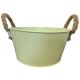 GREEN RIBBED ZINC BOWL 21*10*16cm WITH HANDLES