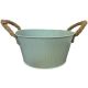 DUCK EGG RIBBED ZINC BOWL 21*10*16cm WITH HANDLES