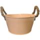 PEACH RIBBED ZINC BOWL 21*10*16cm WITH HANDLES