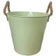 GREEN RIBBED ZINC PLANTER 20*19*15cm WITH HANDLES