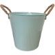 DUCK EGG RIBBED PLANTER 20*19*15cm WITH HANDLES