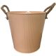 PEACH RIBBED ZINC PLANTER 20*19*15cm WITH HANDLES