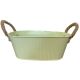 GREEN RIBBED ZINC OVAL 25*15*10cm WITH HANDLES