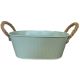 DUCK EGG RIBBED OVAL ZINC 25*15*10cm  WITH HANDLES