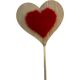 WOODEN HEART WITH RED CENTRE PICK -7*1*6*50cm