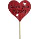 LOVE & KISSES WOODEN HEART PICK -7*1*7*50cm