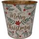 MERRY XMAS LEAF ZINC POT 22CM