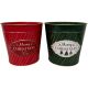 MERRY XMAS RED&GREEN 17.8CM POT ZINC