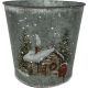 CHRISTMAS COTTAGE 13.4CM POT ZINC