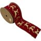 RED CHRISTMAS RIBBON GOLD DEER